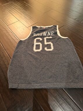Thom Browne Charcoal Mesh Sweater with Cream Trim